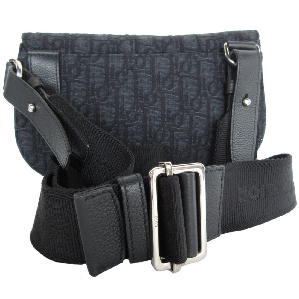 Christian Dior Dior Body Bag Canvas Leather Black Silver Men's s0258a - Picture 2 of 5